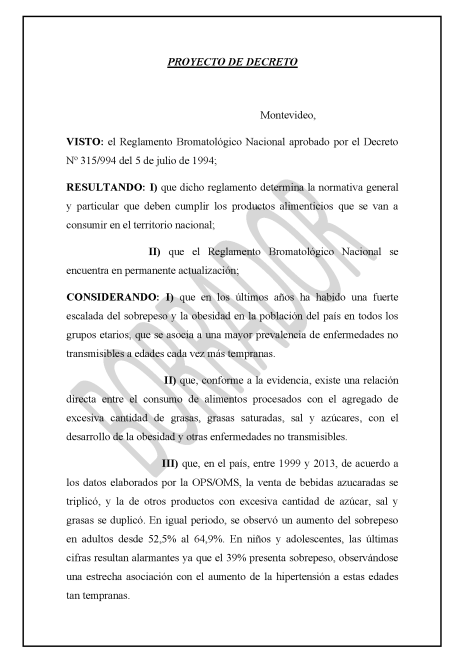 PROYECTO DE DECRETO_Rotulado de Alimentos Envasados 1